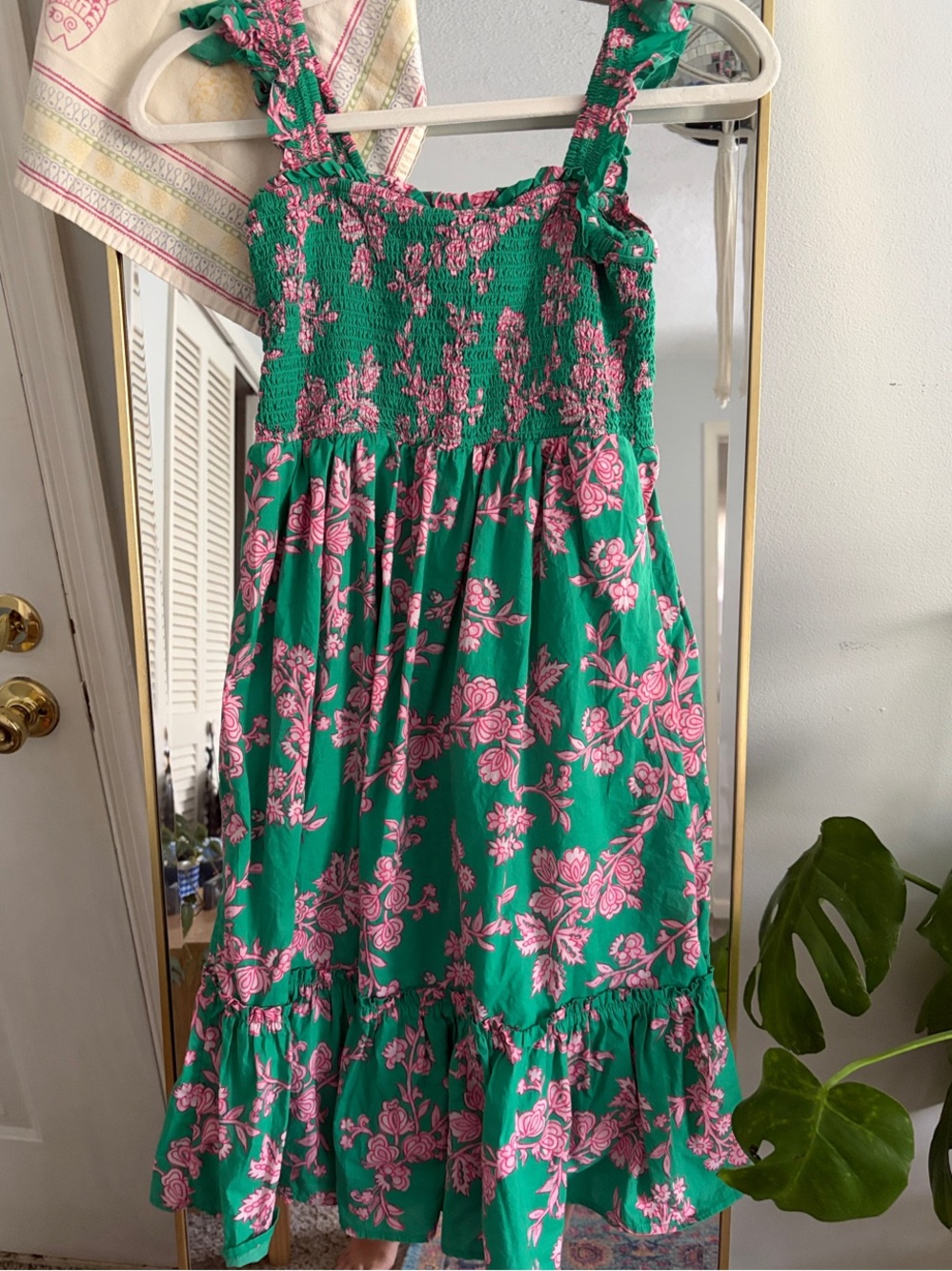 Crew cuts Green and Pink Floral Sundress - Smocked Bodice size 10